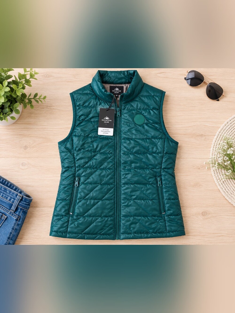 Reebok Men's Teal Quilted Packable Vest